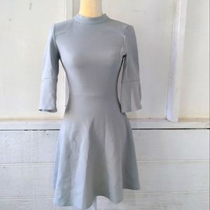 Zara Basic gray waisted 3/4 sleeve dress sz XS